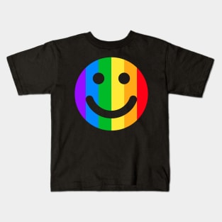 Gay Happy Face Rainbow LGBT Kids T-Shirt